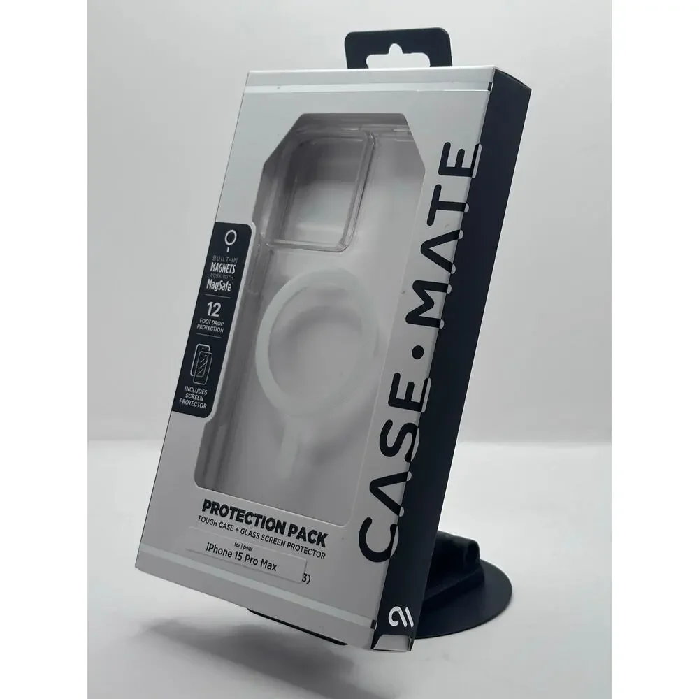 Case-Mate Protection Pack iPhone 15 Pro Max Clear/White MagSafe Case NWT